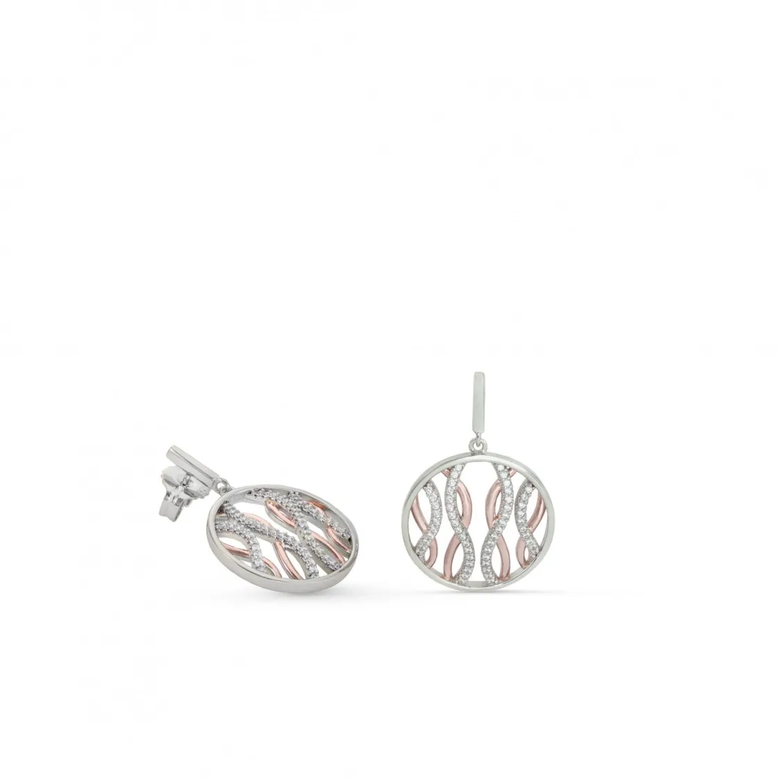 Pendientes Bicolor | LINEARGENT Pendientes bicolor diseño circular con detalles entrelazados