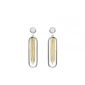 Pendientes Bicolor | LINEARGENT Pendientes bicolor diseño de cortina dorada y plata lisa