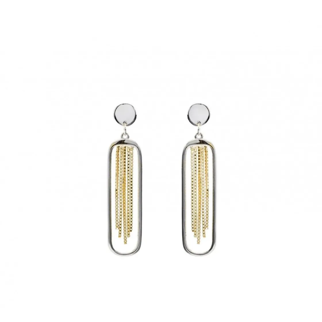 Pendientes Bicolor | LINEARGENT Pendientes bicolor diseño de cortina dorada y plata lisa