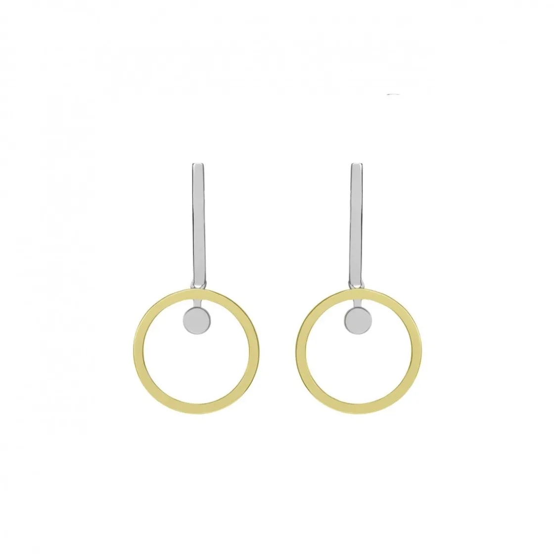 Pendientes Bicolor | Pendientes Largos | LINEARGENT Pendientes bicolor diseño de doble círculo colgante