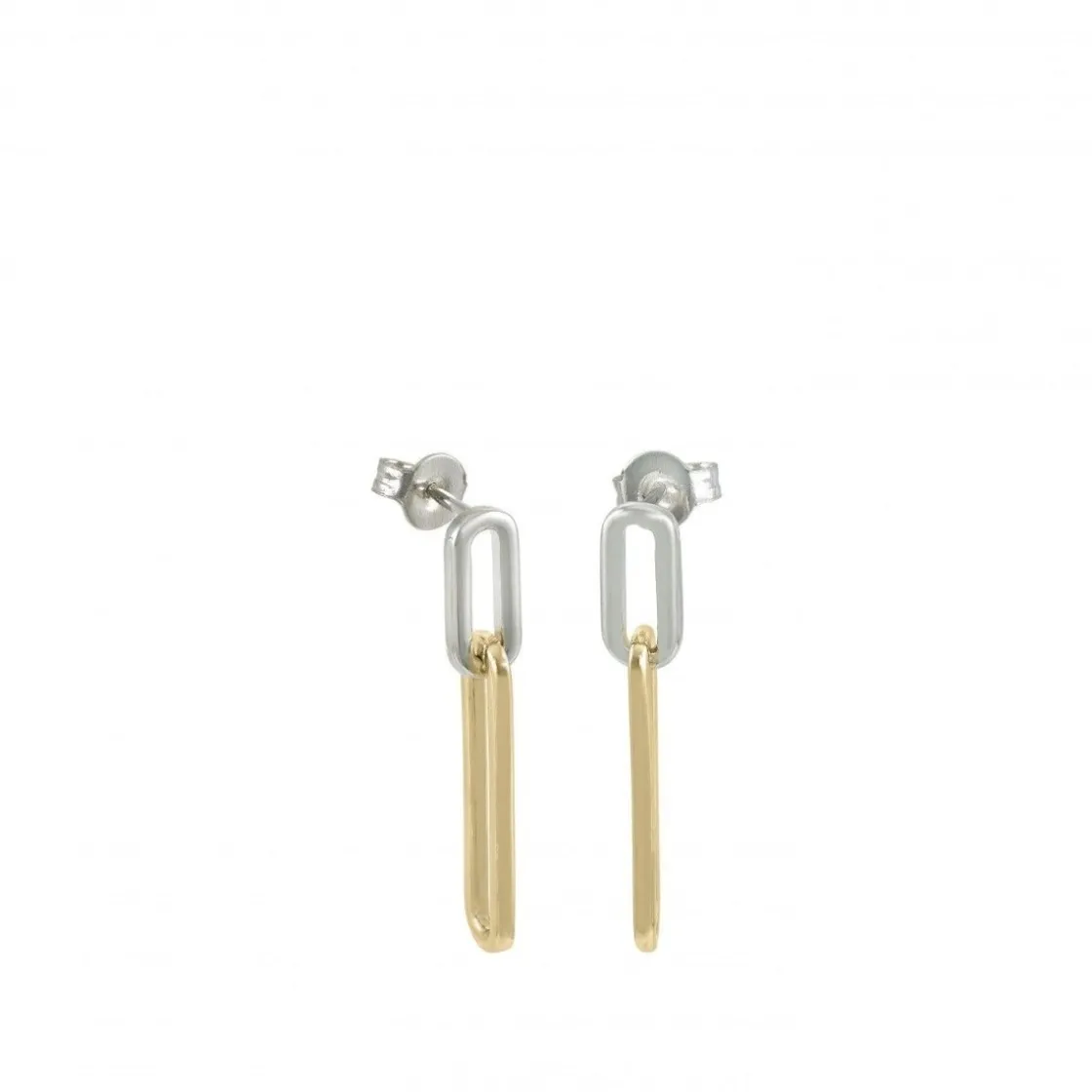 Pendientes Bicolor | Pendientes Largos | LINEARGENT Pendientes bicolor diseño de dos eslabones medidas distintas