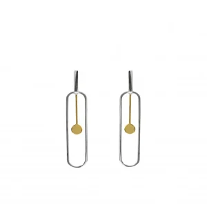 Pendientes Bicolor | LINEARGENT Pendientes bicolor diseño de péndulo y rectángulo redondeado