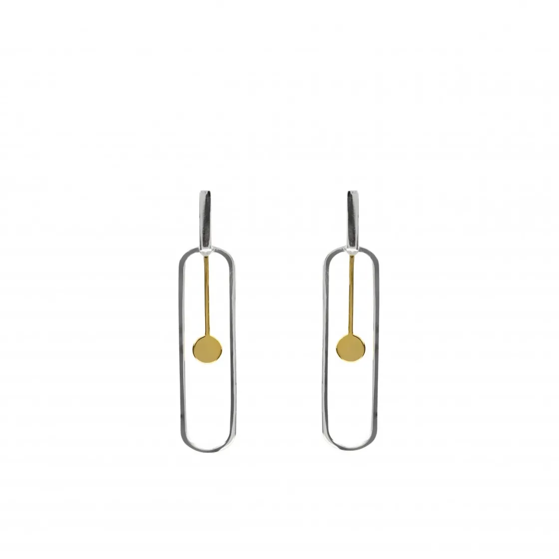 Pendientes Bicolor | LINEARGENT Pendientes bicolor diseño de péndulo y rectángulo redondeado