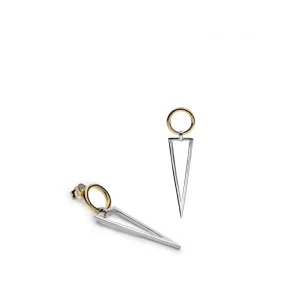 Pendientes Originales | Pendientes Bicolor | LINEARGENT Pendientes bicolor diseño de triángulo y círculo