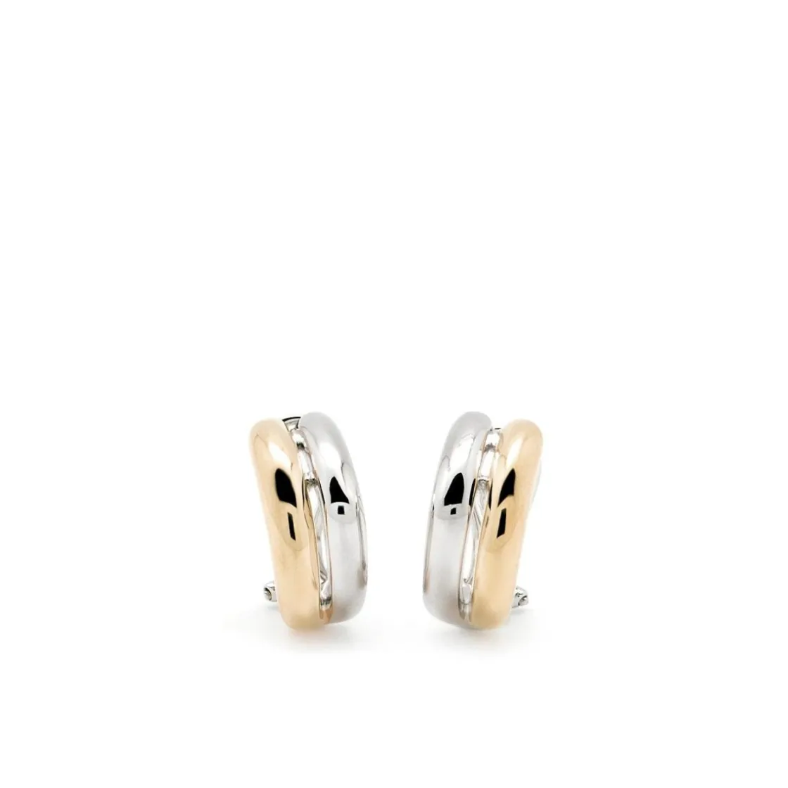 Pendientes Bicolor | Pendientes Cierre Omega | LINEARGENT Pendientes bicolor diseño doble banda gruesa