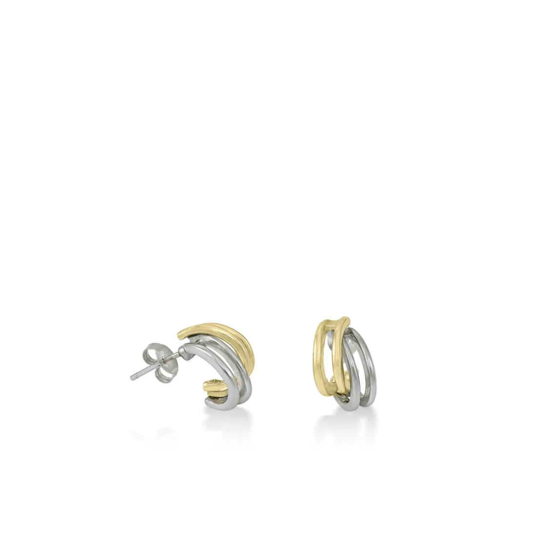 Pendientes Bicolor | LINEARGENT Pendientes bicolor diseño entrelazado de cuatro carriles