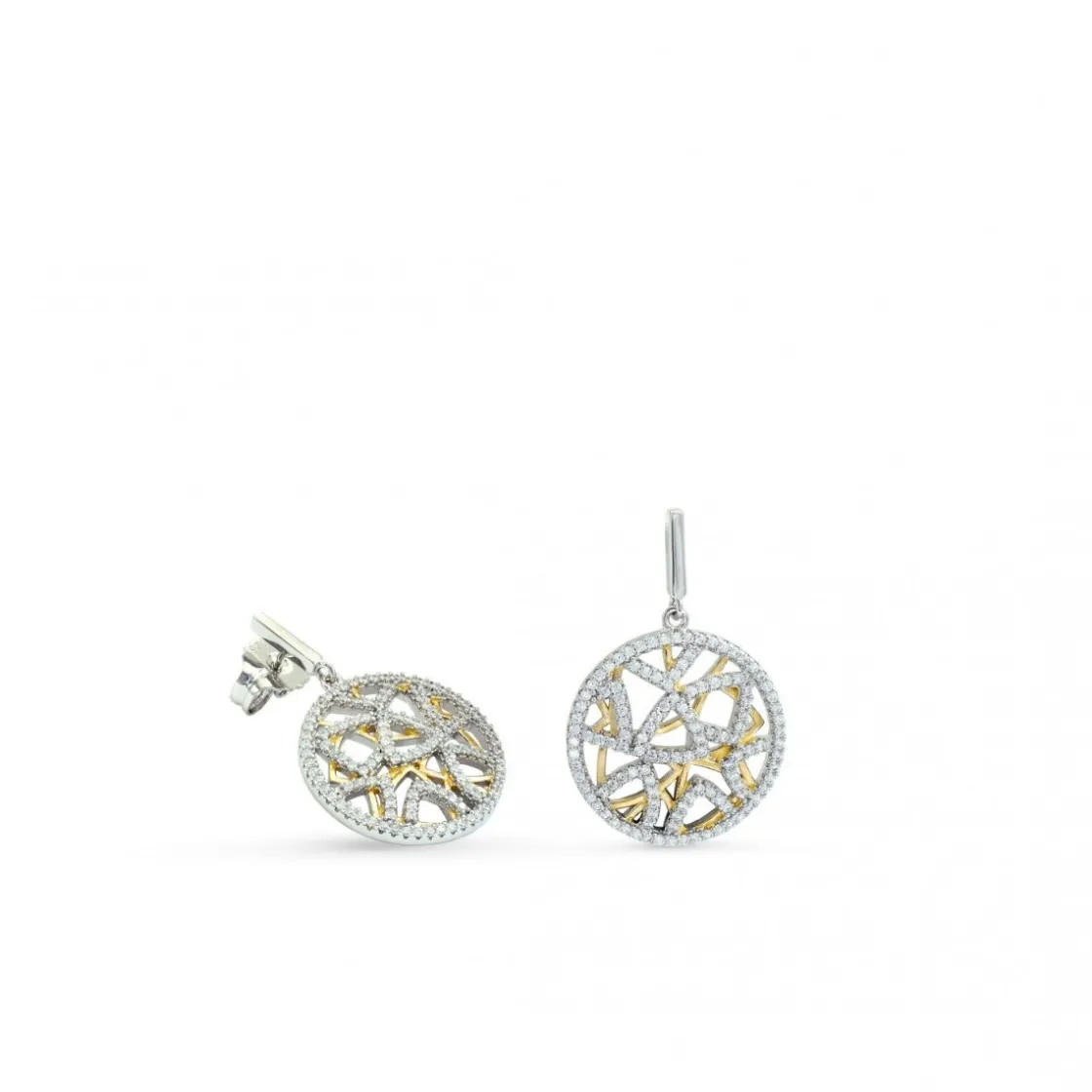 Pendientes Bicolor | LINEARGENT Pendientes bicolor diseño geométrico con circonitas