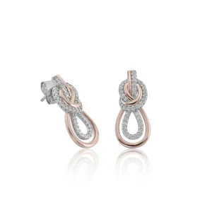Pendientes Bicolor | LINEARGENT Pendientes bicolor en rosa y circonitas blancas en diseño entrelazado