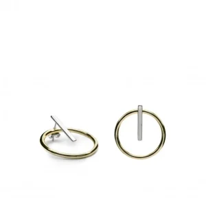 Pendientes Bicolor | LINEARGENT Pendientes bicolor estilo aro diseño pieza vertical