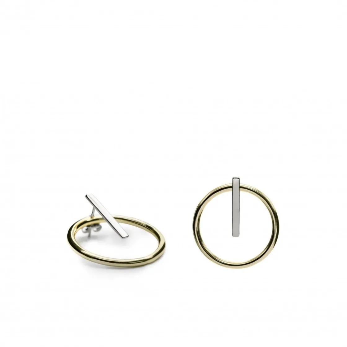 Pendientes Bicolor | LINEARGENT Pendientes bicolor estilo aro diseño pieza vertical