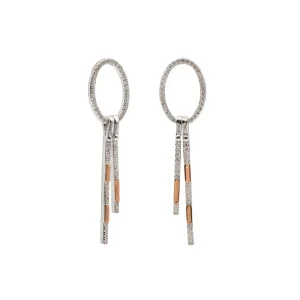 Pendientes Bicolor | LINEARGENT Pendientes bicolor ovalado con linieas colgantes