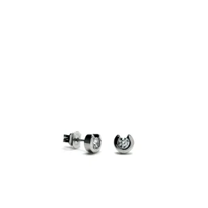 Pendientes Pequeños | LINEARGENT Pendientes botón con contorno semiabierto y circonita