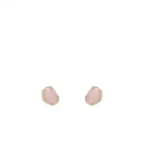 Pendientes De Piedras De Colores | LINEARGENT Pendientes botón con cuarzo adamantino rosa