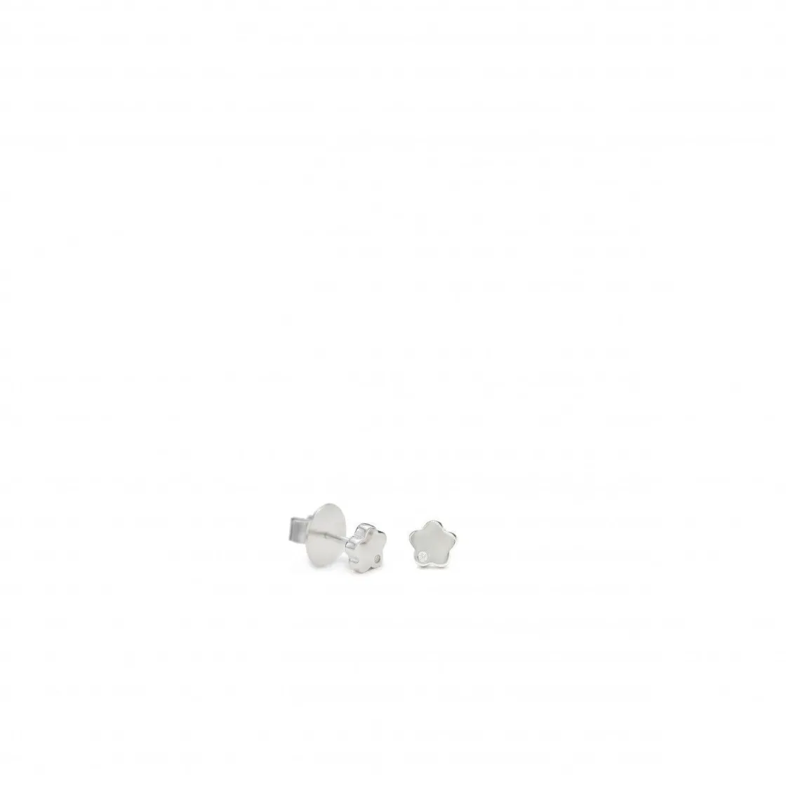 Pendientes Pequeños | LINEARGENT Pendientes botón de plata diseño floral con circonitas