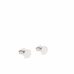 Pendientes Pequeños | LINEARGENT Pendientes botón de plata lisa diseño circular