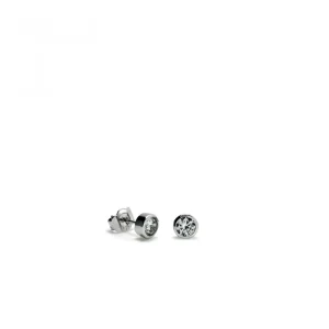 Pendientes Pequeños | LINEARGENT Pendientes botón diseño circular con circonita en plata lisa