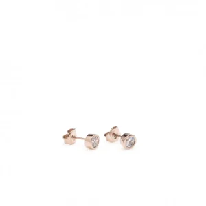 Pendientes Pequeños | LINEARGENT Pendientes botón diseño circular con circonita y oro rosa