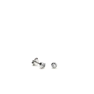 Segundo Pendiente | Pendientes Pequeños | LINEARGENT Pendientes botón diseño circular grueso con circonita