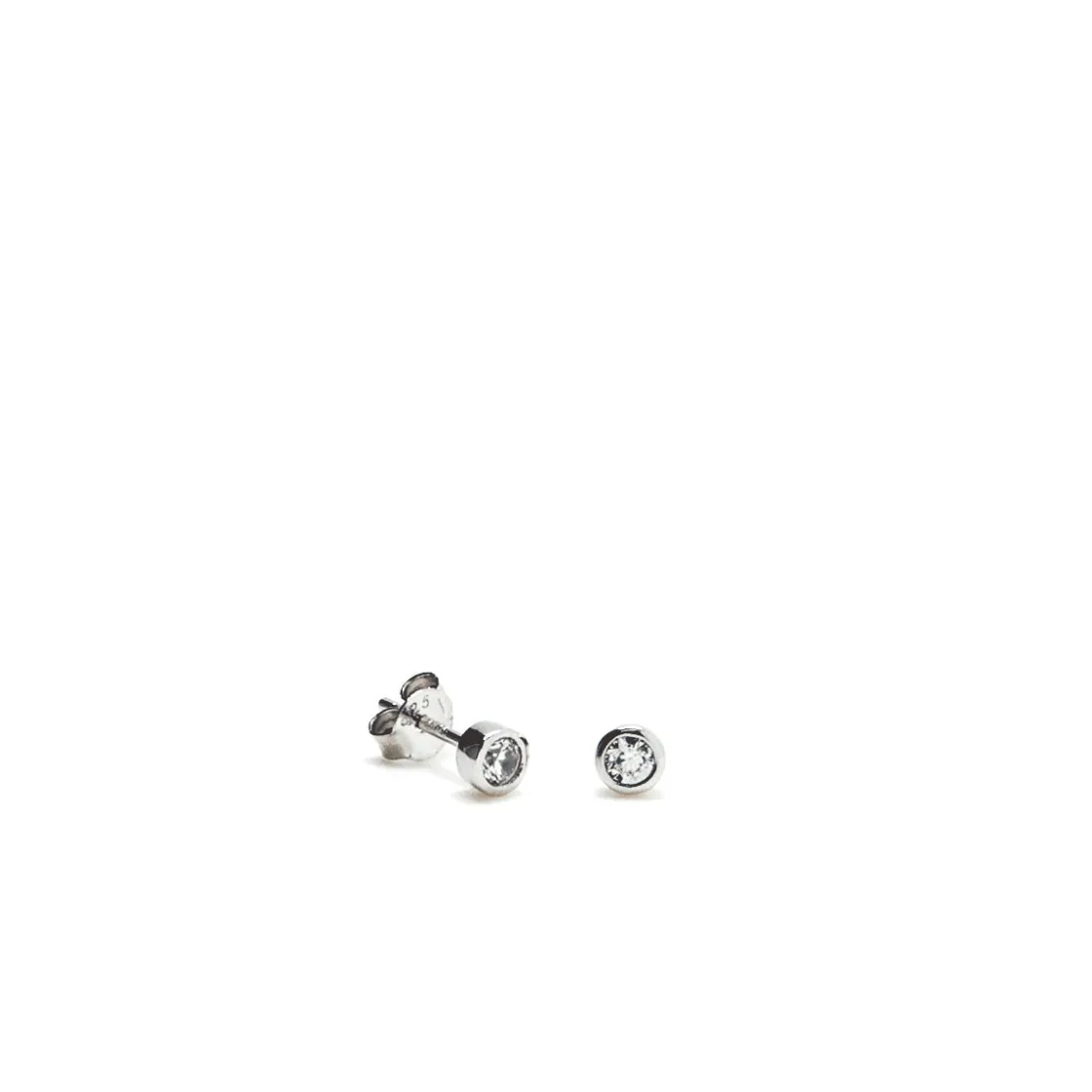 Segundo Pendiente | Pendientes Pequeños | LINEARGENT Pendientes botón diseño circular grueso con circonita