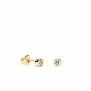Pendientes Pequeños | LINEARGENT Pendientes botón diseño de circonita bañados en oro