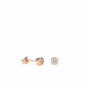 Pendientes Pequeños | LINEARGENT Pendientes botón diseño de circonita bañados en oro rosa