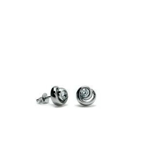 Pendientes Pequeños | LINEARGENT Pendientes botón diseño espiral con centro de circonita
