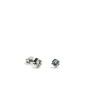 Segundo Pendiente | Pendientes Pequeños | LINEARGENT Pendientes botón diseño grapa con circonita en talla redonda
