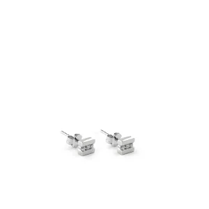 Segundo Pendiente | Pendientes Pequeños | LINEARGENT Pendientes botón diseño línea de tres circonitas