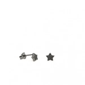 Pendientes Pequeños | LINEARGENT Pendientes brillantes pequeños bañados en rutenio motivo mini estrella