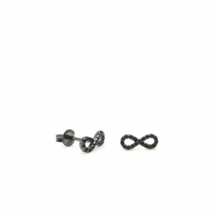 Pendientes Pequeños | LINEARGENT Pendientes brillantes pequeños baño de rutenio motivo infinito