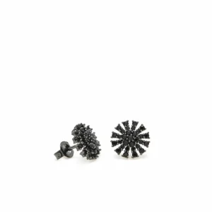 Pendientes Pequeños | LINEARGENT Pendientes brillantes pequeños baño de rutenio y motivo de sol