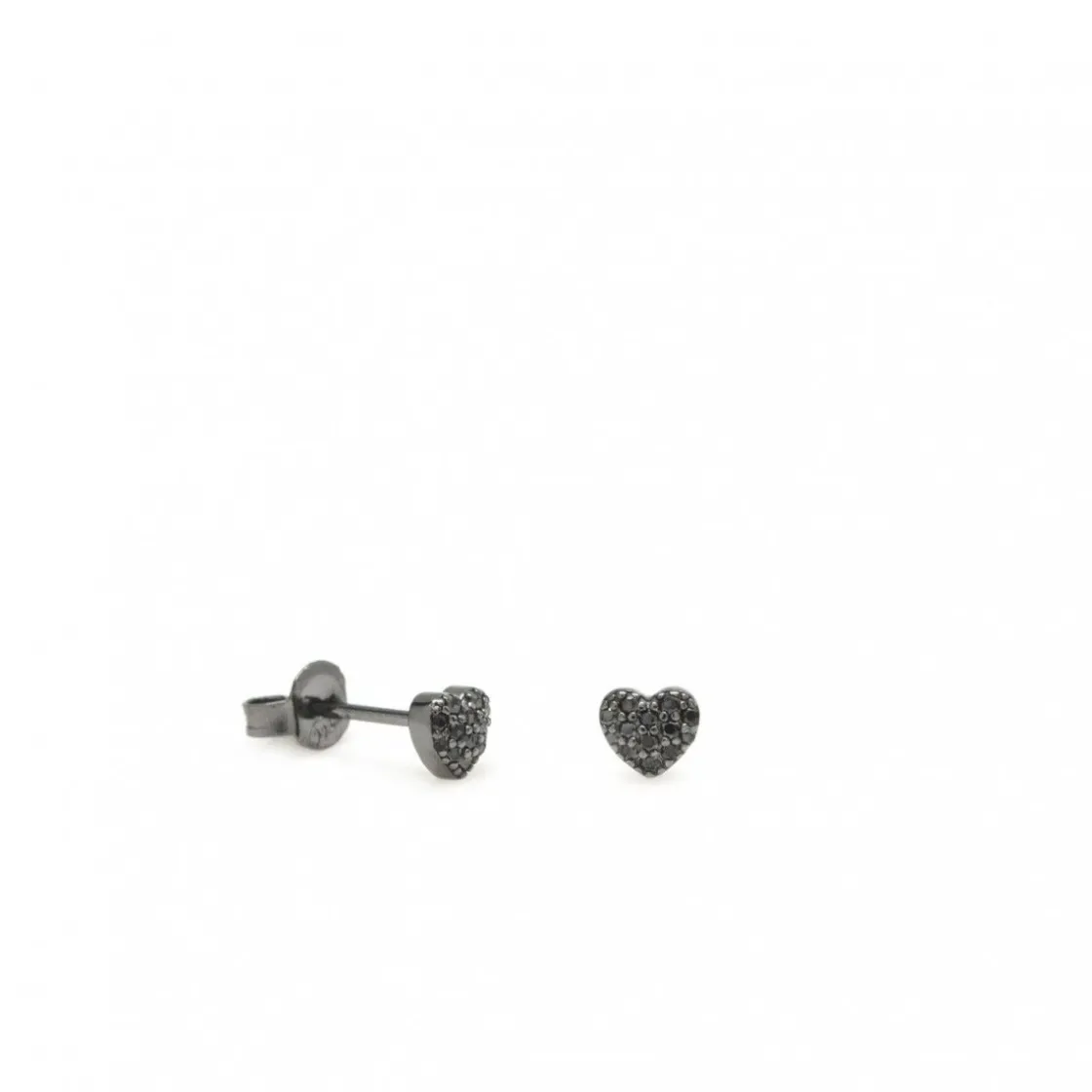 Pendientes Pequeños | LINEARGENT Pendientes brillantes pequeños baño rutenio motivo corazón y circonitas