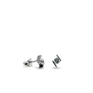 Segundo Pendiente | Pendientes Pequeños | LINEARGENT Pendientes brillantes pequeños con bandas laterales y circonita