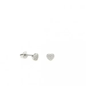 Pendientes Pequeños | LINEARGENT Pendientes brillantes pequeños con motivo corazón y circontias
