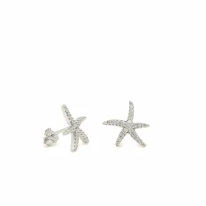 Pendientes Pequeños | LINEARGENT Pendientes brillantes pequeños con motivo de estrella de mar