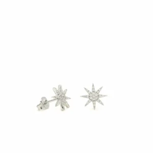 Pendientes Pequeños | LINEARGENT Pendientes brillantes pequeños con motivo de estrella polar