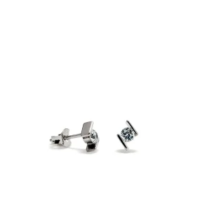 Pendientes Pequeños | LINEARGENT Pendientes brillantes pequeños diseño desigual con circonita central