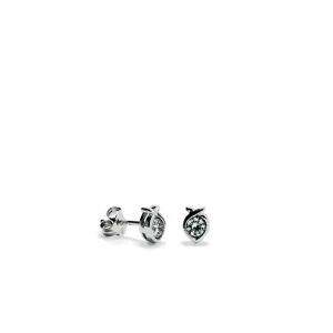 Segundo Pendiente | Pendientes Pequeños | LINEARGENT Pendientes brillantes pequeños diseño oval con circonita