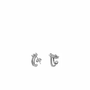 Pendientes Pequeños | LINEARGENT Pendientes brillantes pequeños diseño plata lisa y carril de cironitas