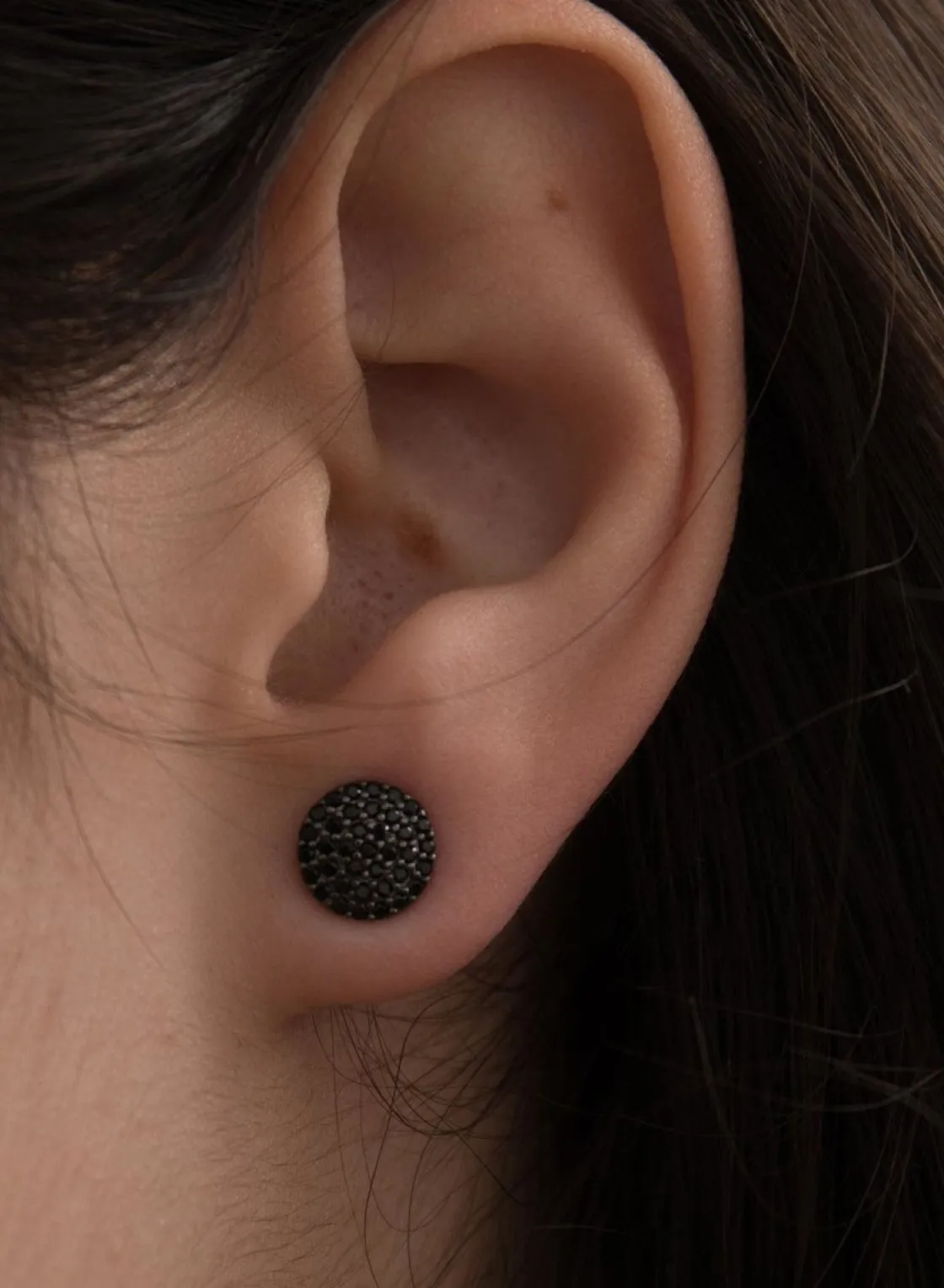 Pendientes Pequeños | LINEARGENT Pendientes brillantes pequeños motivo círculo con baño de rutenio