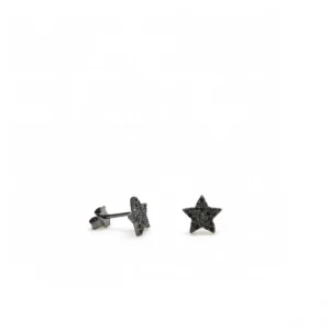 Pendientes Pequeños | LINEARGENT Pendientes brillantes pequeños motivo estrella y baño de rutenio