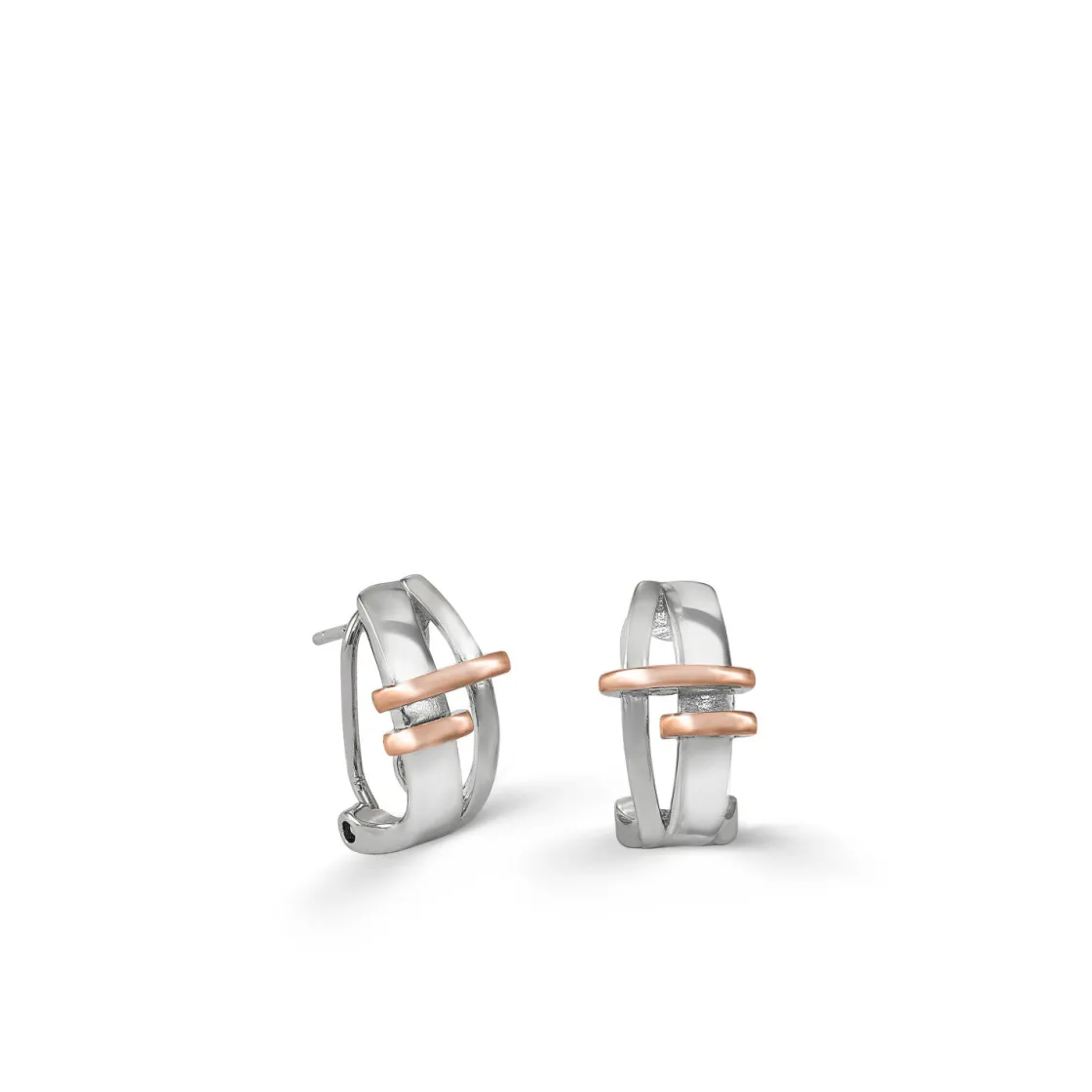 Pendientes Bicolor | Pendientes Cierre Omega | LINEARGENT Pendientes cierre omega diseño bandas horizontales bicolores