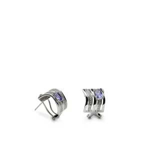 Pendientes Cierre Omega | LINEARGENT Pendientes cierre omega diseño de ondas y gema central