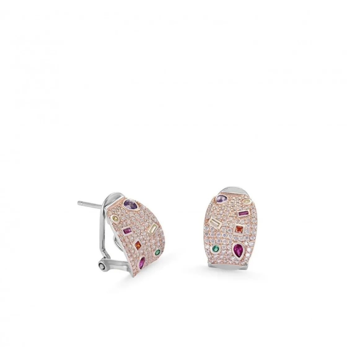 Pendientes De Piedras De Colores | LINEARGENT Pendientes cierre omega diseño engaste de circonitas y gemas