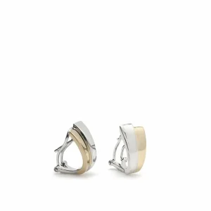 Pendientes Bicolor | Pendientes Cierre Omega | LINEARGENT Pendientes cierre omega diseño geometrico bicolor