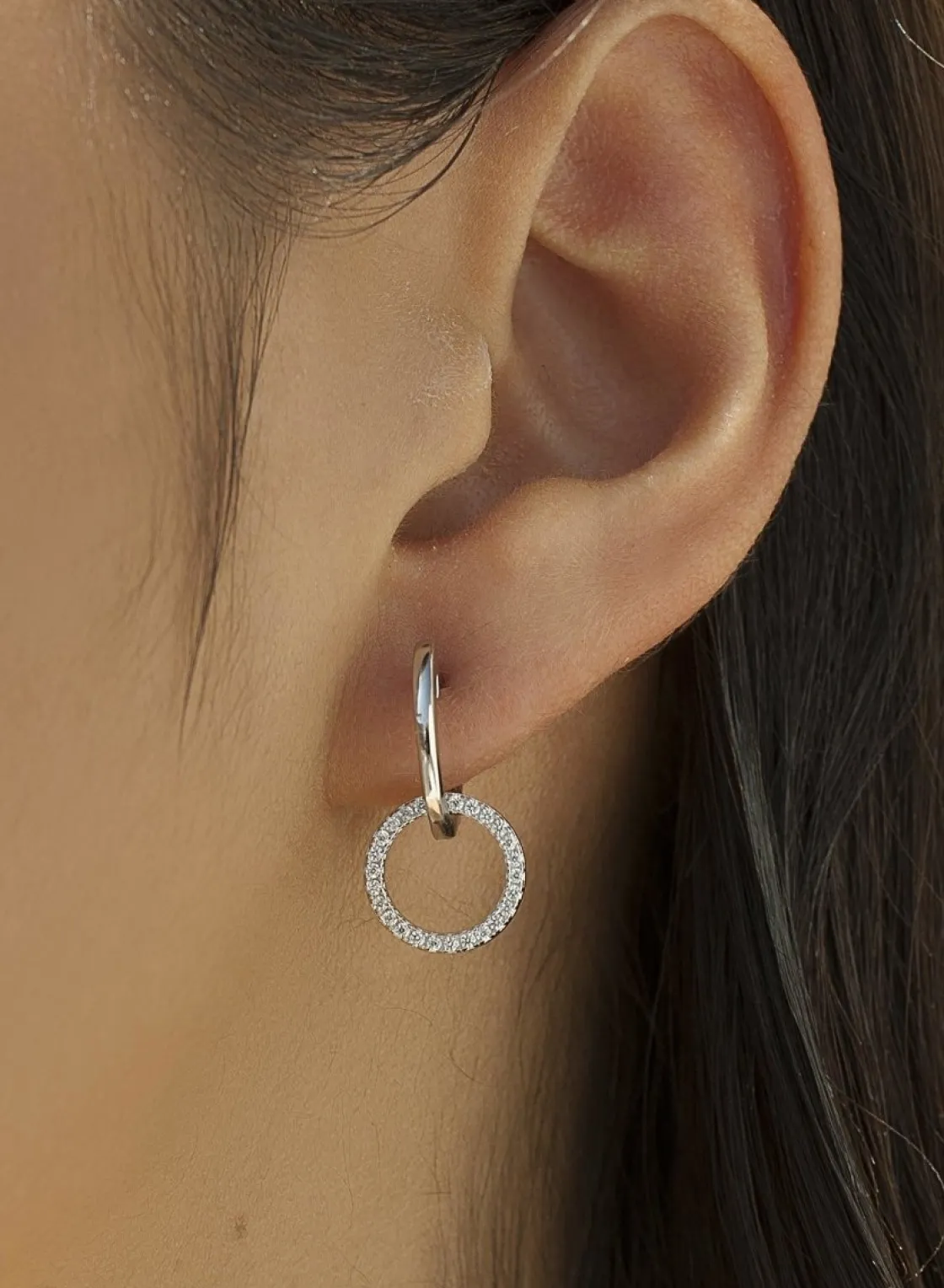 Pendientes Con Colgantes | LINEARGENT Pendientes con colgantes plata doble aro circonita