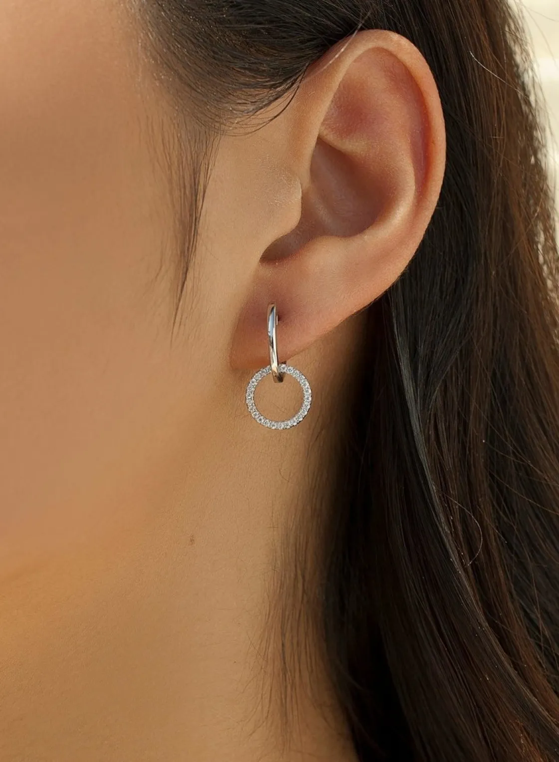 Pendientes Con Colgantes | LINEARGENT Pendientes con colgantes plata doble aro circonita