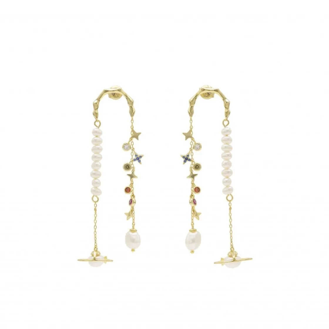 Pendientes Largos | LINEARGENT Pendientes con colgantes de perla y circonitas