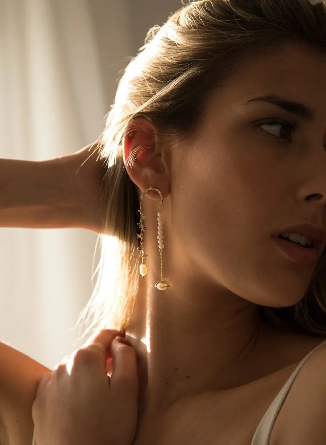 Pendientes Largos | LINEARGENT Pendientes con colgantes de perla y circonitas