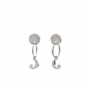 Pendientes Con Colgantes | LINEARGENT Pendientes con colgantes de plata motivo circular con circonitas